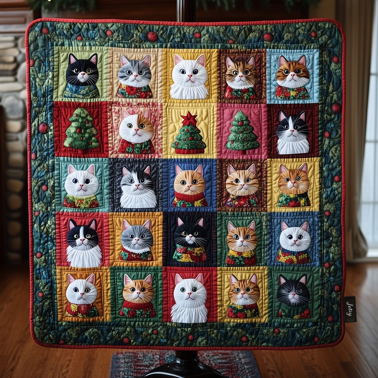Mysiga Kattgäng quiltat överkast