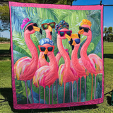 Söt Flamingo Quiltat Överkast