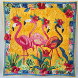 Rosa Flamingofröjd Quiltat Överkast